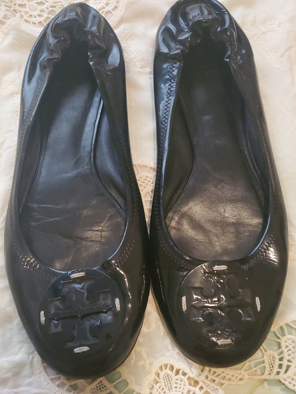 Tory Burch Black Patent Logo Ballet Flats